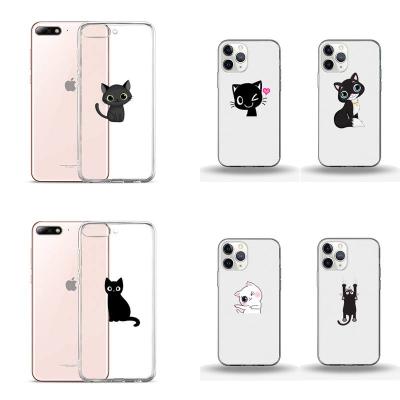 China Anti-drop Phone Case For iPhone 11 12 8 7 6 5 Se 2020 Mini Pro X XS XR Max Plus Animal Mobile Shells Lovely Transparent Cute Cat Cartoon for sale