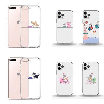 China Anti-drop Phone Case For iPhone 11 12 8 7 6 5 Transparent Creative Cute Cartoon Mini Pro X XS XR Max Plus Se 2020 Couples Lovely Animal for sale