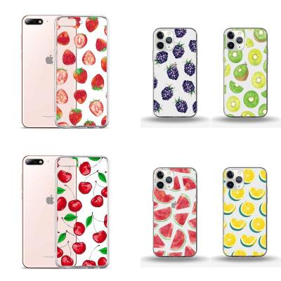 China Anti-drop phone case for iPhone 13 11 12 pro XS mini X max XR 8 7 plus Se 2020 6 5 s lovely fruit cartoon transparent mobile covers for sale