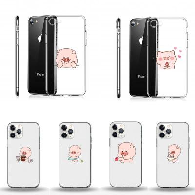 China Anti-drop Phone Cases For iPhone 11 12 8 7 6 5 Se 2020 Cute Transparent Pig Design Fundas Mini Pro X XS XR Max Plus for sale