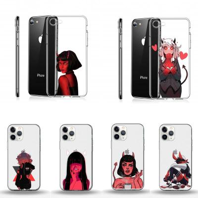 China Anti-drop phone case for iPhone 11 12 8 7 6 5 anti-knock mini pro X XS XR Max Plus Se 2020 s devil woman transparent cartoon girl anti-knock funda for sale