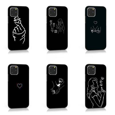 China black and white Anti-drop aesthetic art combination phone case for iPhone 11 12 pro XS max 8 7 6 6S plus X 5S SE 2020 XR TPU soft funda for sale