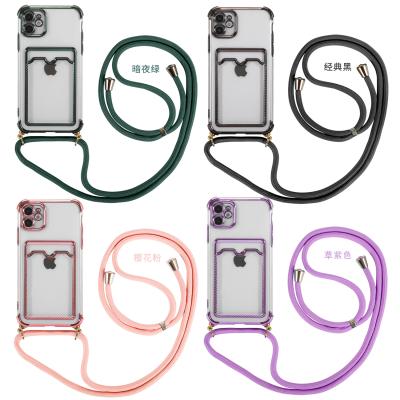 China Anti-Drop Plating Necklace Chain Cross - Body Neck Strap / Rope Snare / Rope Phone With Card Holders For 12 11 Pro XS X Max XR 7Plus 8Plus for sale