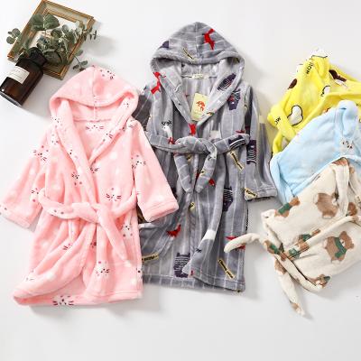 China New autumn and winter cartoon full print children's bathrobe flannel housewear super soft QUICK DRY nightgown for sale