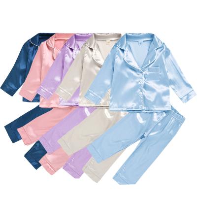 China Breathable Children Pajamas Kids Loungewear Silk Pajamas Sets Girls Boys Tence Sleepwear for sale