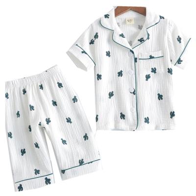 China 2021 Summer Girls Breathable New Home Use Short Sleeve Children Pajamas for sale