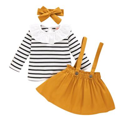 China Hot Selling Eco-Friendly Infant Children's Long Bandage Tops And Suspender Skirt Set for sale