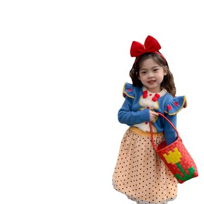 China Two Pieces Casual Sweet Babies Cardigans And Skirts Kids Long Sleeve Clothing Suits Kids Princess Dress Up Sets for sale