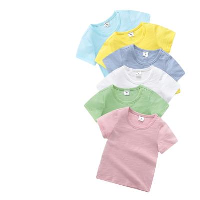 China Anti-shrink High Quality Kids Cotton T-shirts Bamboo Boys And Girls Blank Cotton Shirts for sale