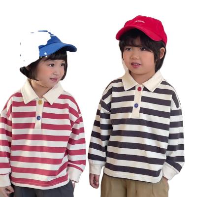 China Turn-Down Anti-Shrink Collar Kids Striped Pullovers Kids Cotton Sweatshirts Baby And Boy's Casual Hoodies With Long Sleeve for sale