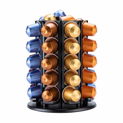 China New Design Large Capacity 5 Tiers Sustainable Rotating Base 40pcs Nespresso Coffee Capsule Storage Rack for sale