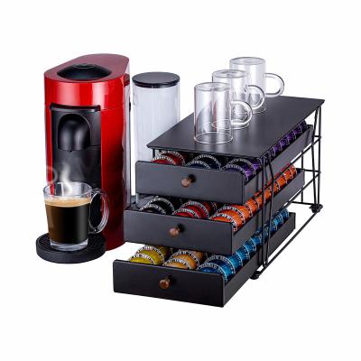 China New Design Multi Layer 3 Tiers 90pcs Nespresso Vertuoline Coffee Capsule Storage Pod Holder Drawer Viable for sale