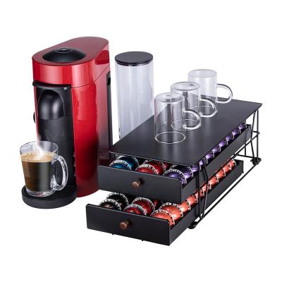 China Multi Sustainable 2 Layer Double Tiers 60pcs Nespresso Vertuoline Coffee Capsule Storage Pod Holder Drawer for sale