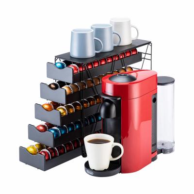 China 5 Tier 100pcs Large Capacity Nespresso Vertuoline Coffee Capsule Storage Pod Holder Multi Viable Drawer for sale