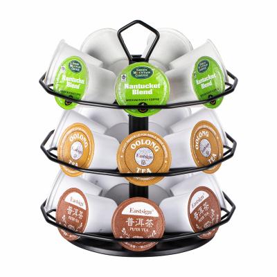 China Wholesale Keurig Black Carousel 3 Layers Storage Rack Pod Capsule Coffee Cup 21pcs k k Layers for sale