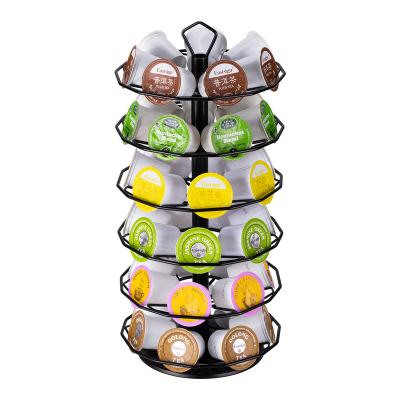 China Wholesale Stocked Keurig Black Carousel Style 6 Layers Storage Rack Pod Capsule Coffee Cup 42pcs K for sale