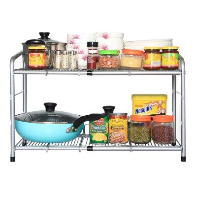 China Viable Over Sink 2 Tier Dish Rack Storage Organizer Rack Expandable Kitchen Shelf for sale