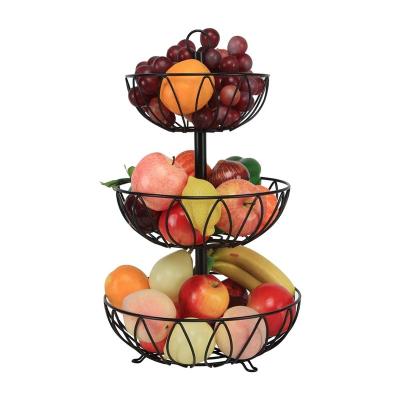 China 3-Tier Fruit Bread Basket Stand Fruit Basket Sustainable Rack Countertop Vegetable Rack for sale