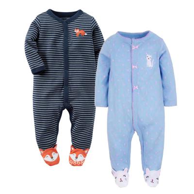 China 100% cotton factory children's clothing spring and autumn foot-wrapped baby girl one-piece long-sleeved romper crawling clothes for sale