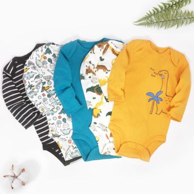 China Wholesale 100% Cotton Infant Clothing Five-Piece Pet Bag Spring and Autumn Baby Triangle Long-sleeved Baby Romper for sale