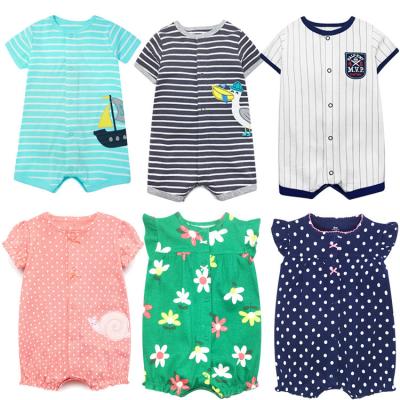 China 100% Newborn Baby Clothes Newborn Baby Rising Short Sleeve Solid Color New Summer Cotton Baby One-Piece Romper Clothes for sale