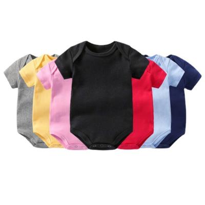 China Shortsleeve baby solid color bag fart clothes triangle romper short sleeve cotton bottoming jumpsuit baby clothes custom for sale