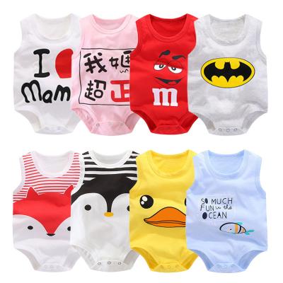 China Clothing Cotton Bag Daily Fart Clothes Triangle Slim Sleeveless One-Piece Romper Vest Summer Cartoon Explosion Newborn Romper for sale