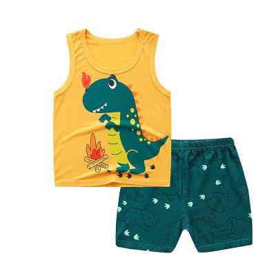 China Wholesale-Sleeveless Children's Clothing Suit Vest Summer Cotton Girl Shorts Baby Boy Clothes for sale