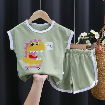 China Chinese style 2022 summer pure cotton animal sleeve + short pants 2 pieces baby set clothes for sale