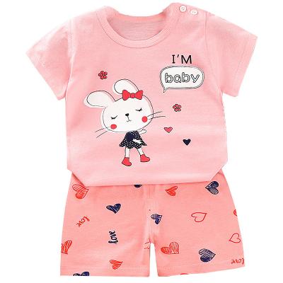 China Korean Children's Suits Baby Cotton Breathable Short Sleeve T-shirts Boys' Summer Suits Clothes Girls' Suits for sale