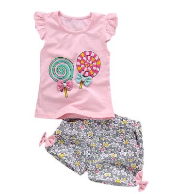 China Cotton Kids Clothes Baby Pajamas Girls Summer Half Sleeve Breathable Suit for sale