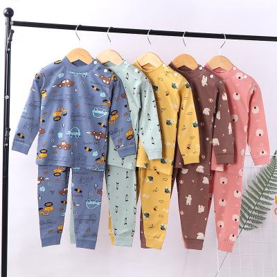 China 2022 new autumn clothes long pants cotton baby color underwear suit casual children's clothing cartoon for sale