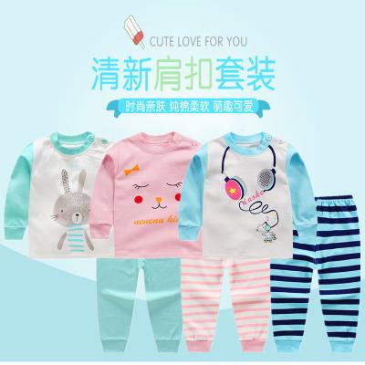 China Breathable comfortable 100%cotton set four seasons cartoon print baby clothes sets unisex kids clothing sets for sale