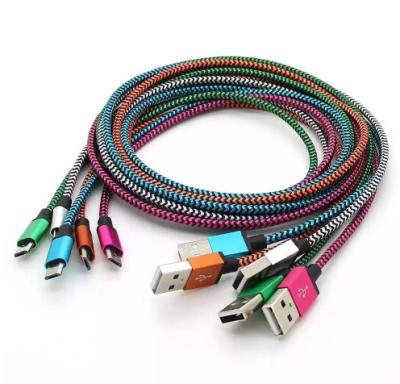 China 1M 2M 3M Unbroken Metal Connector Fabric Nylon Braid Micro USB Cable Lead charger Cord S7 for sale