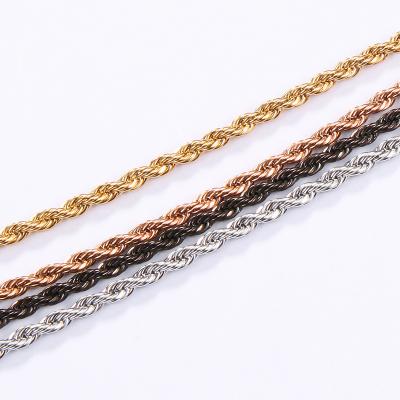 China New Hiphop Hip Hop Style 3mm18k Gold Plated Stainless Steel Rope Chain Necklace For Men for sale