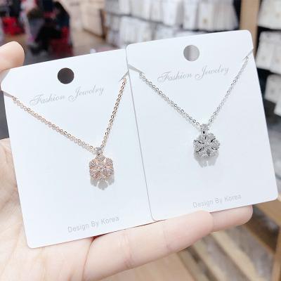 China Wholesale FASHIONABLE Crystal Rhinestone Clavicle Chain Rotatable Korean Snowflake Women Style Pendant Necklace for sale