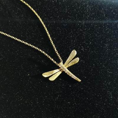 China FASHIONABLE Japanese Style Cupronickel Clavicle Women's Necklace 925 Silver Rhinestone Jewelry Dragonfly Necklace for sale