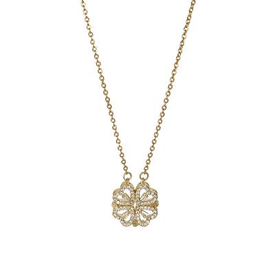 China Beautiful Simple Personalized Vintage Metal Alloy Stainless Steel Titanium Gold Plated Clover Love Star Heart Along Necklace For Women for sale