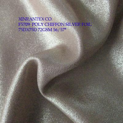 China F5709 lady fashion fabric poly chiffon with gold foil 75DX75D 57/58" for sale