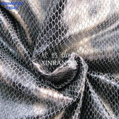 China F6048 artficial leather fabric 100% polyester suede with bronzing foil finish for sale