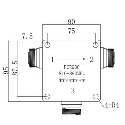 China Customize UHF RF 810-890MHz coaxial circulator with low loss and high power FCR90C 810-890MHz for sale