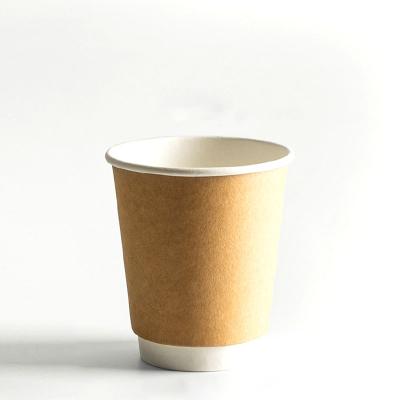 China OEM Odm Disposable Biodegradable Paper Cups Food Grade Wallpaper DOUBLE Cup Brown 10oz for sale