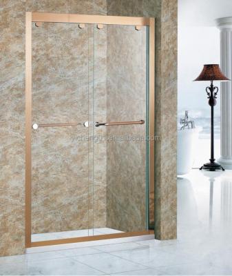 China Modern Luxury Villa Style Mounted Gold Stainless Steel Frame Partition Wet Dry Shower Door for sale