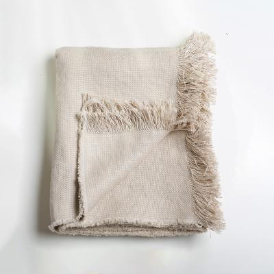 China Anti-static 2kgs heavy luxurious throw 100% linen cover in cream color for sale