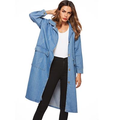 China 2020 Durable Denim Ditch Coat Jackets Loose Mid Length Casual Anorak Women for sale