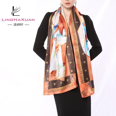 China China Long Long Print Fashion 2019 Custom Design Silk Long Scarf for sale