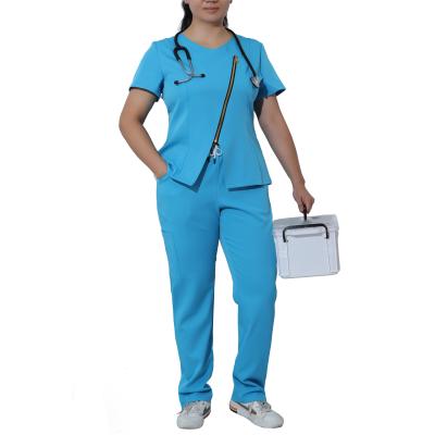 China Medical Unform Plus Size 4 Way Stretch Spandex Scrubs For Women And Men V-Neck Hospital Uniform Sets Hospital Medical Use for sale