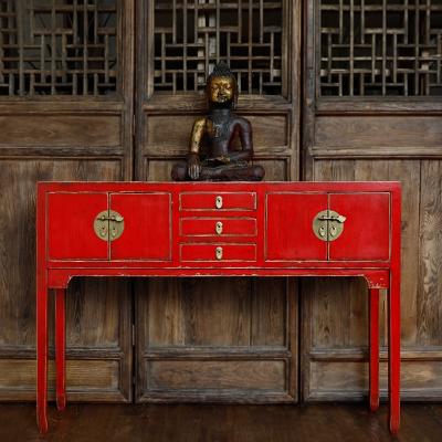 China Assembled Chinese Traditional Distressed Painting Tabletop Cabinet Hot Sale Chinese Altar Console With Drawers for sale