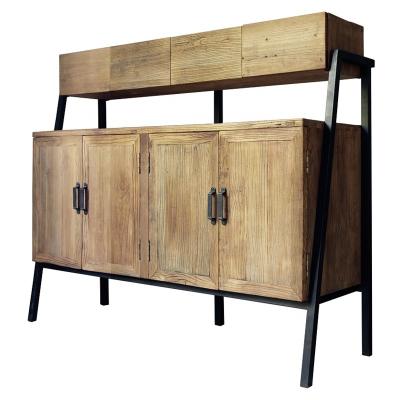 China Factory assembled Chinese multifunctional solid wood storage reclaimed antique furniture metal and wood sideboards with drawers for sale