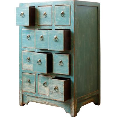 China Antique Solid Wood Collected Porcelain Furniture Aged Cabinet Supplier Neo-Chinese Glossy Storage Cabinet With Drawers for sale